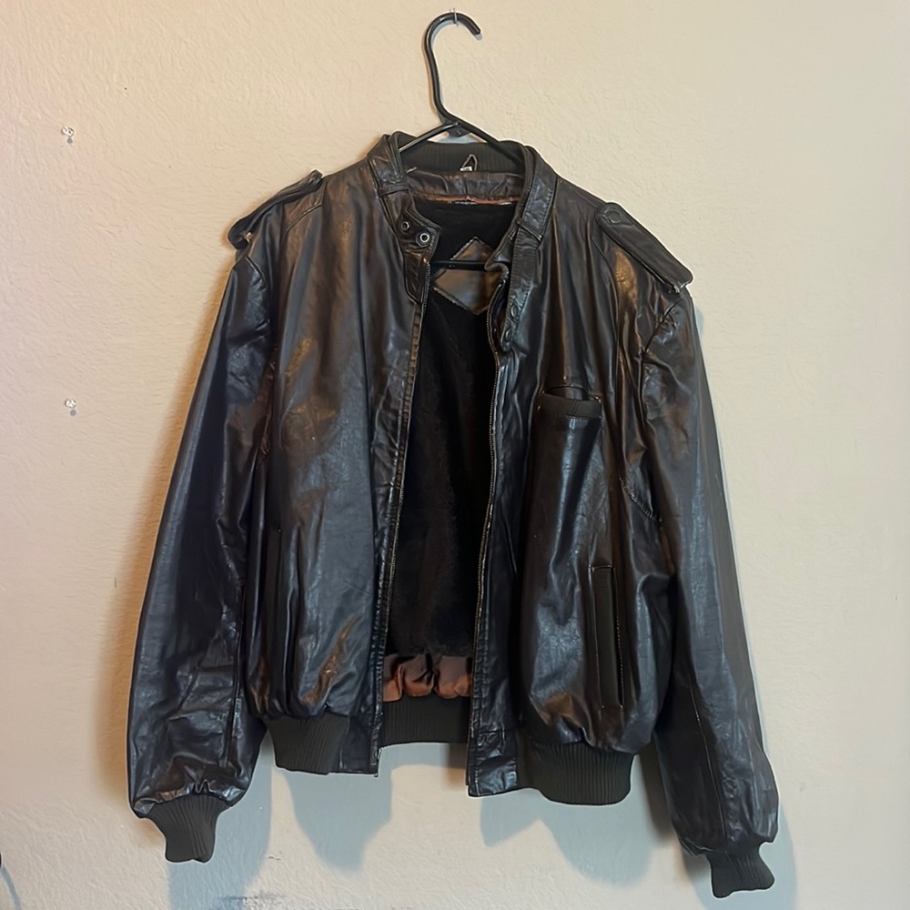 Dark Brown Genuine Leather Jacket w/ Removable Interior Fur | Size: Large, Men